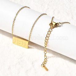 Прямоугольное ожерелье из нержавеющей стали 304 с подвеской 11:11 для женщин&nbsp;NJEW-Z091-16G-02