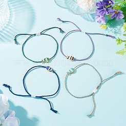 4 Stück verstellbares Armband mit Fischanhänger aus Emaille in 4 Farben&nbsp;BJEW-TA0001-30