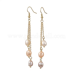 Orecchini pendenti con nappe di perle coltivate d'acqua dolce naturali.&nbsp;EJEW-JE07381-02