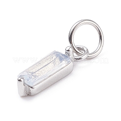 304ステンレススチールキュービックジルコニアペンダント  長方形  ステンレス鋼色  ライトグレー  17x4x4mm  穴：5mm&nbsp;STAS-E487-21P-11