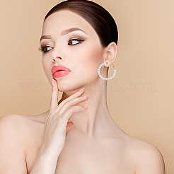 6 пара 6-х стилевых пластиковых серег-колец с имитацией жемчуга и железными штифтами для женщин EJEW-FI0002-10