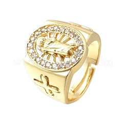 Регулируемые латунные кольца-манжеты с микропаве из кубического циркония для женщин RJEW-F181-05G