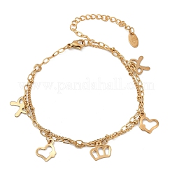 Браслеты из двух цепочек из нержавеющей стали 304 с несколькими рядами BJEW-C019-04G