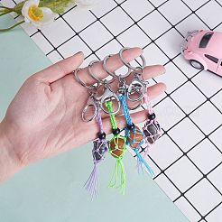 4шт 4 цвета макраме бахрома плетеный брелок&nbsp;AJEW-SW00014-02