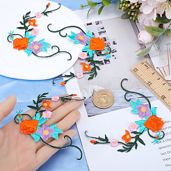 Вышивка цветами и листьями из полиэстера&nbsp;PATC-WH0010-32B