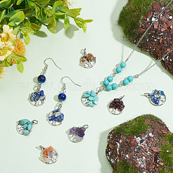 4 комплект подвесок из натурального и синтетического камня в смешанном стиле&nbsp;FIND-AR0004-36