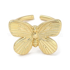 Бабочка стойка покрытие латунь манжеты палец кольца для женщин RJEW-C114-04G