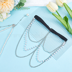 2 шт. 2 стиля железная цепочка на бедро с искусственным жемчугом из АБС-пластика и полиэстером&nbsp;AJEW-HY0002-14