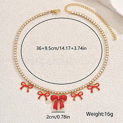 Элегантная латунная цепочка для тенниса с прозрачным кубическим цирконием и подвеской в виде банта для женщин JW2692