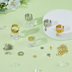 Набор для самостоятельного изготовления кольца-манжеты из нержавеющей стали в виде звезды и молнии DIY-FI0001-07