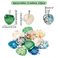 12 шт. 3-х цветные подвески из натурального агата с веной дракона G-DC0001-03