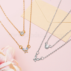 4 collana a doppio strato in lega di cristallo e strass&nbsp;NJEW-HY0001-25A
