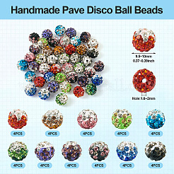40 шт. 10-цветные круглые бусины ручной работы в форме диско-шара&nbsp;RB-TA0001-13