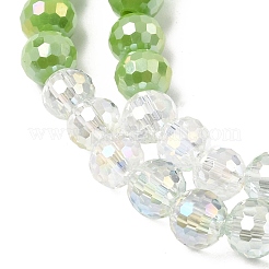 電気メッキガラスビーズセット  ラウンド  ファセット(32ファセット)  グラデーションカラー  黄緑  6mm  穴：1.2mm  約61個/連  12.60''（32センチメートル）&nbsp;EGLA-D300-06-6mm-24