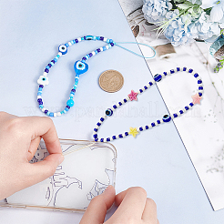 2 шт. шнурок для телефона из стеклянных бусин от сглаза в 2 стилях AJEW-OC0004-10