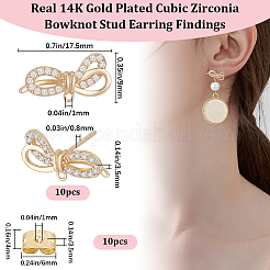 5 пара фурнитура для сережек из латуни с микропаве из кубического циркония&nbsp;KK-BBC0011-72