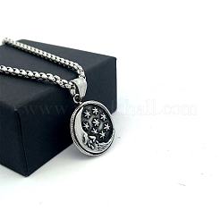 Мужской кулон в виде луны и звезды из нержавеющей стали 304 в стиле панк-винтаж.&nbsp;LK3922