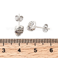 Серьги-гвоздики из стерлингового серебра с кубическим цирконием на Хэллоуин&nbsp;EJEW-P327-01C-AS