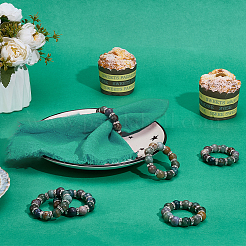 6 шт. Кольца для салфеток из натурального индийского агата и железных бусин AJEW-PH01655