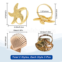 6 шт. 2 стиля колец для салфеток из сплава AJEW-GF0002-73G