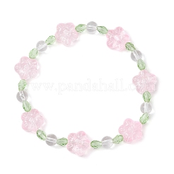 Браслеты из стеклянных бусин в виде цветка сливы для женщин BJEW-JB12138-01