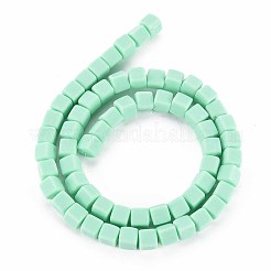 手作り樹脂粘土ビーズ連売り  キューブ  アクアマリン  6x6x6mm  穴：1.2mm  約62個/連  14.84インチ〜15.75インチ（37.7cm〜40cm）&nbsp;X-CLAY-T020-09B
