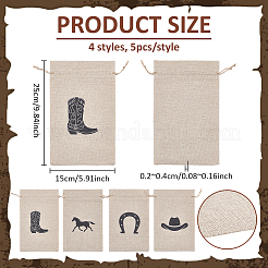 20 Stück 4 Stile Cowboy-Polyester-Verpackungsbeutel&nbsp;ABAG-PH0001-74