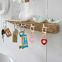 6 шт. 6-х цветное сердце с эмалевым сплавом и сглазом KEYC-DC0001-27