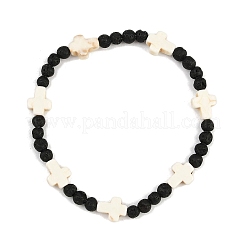 Браслеты из натуральной лавы и синтетической бирюзы для мужчин и женщин&nbsp;BJEW-JB12132-01