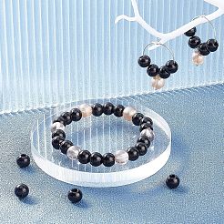 丸型304ステンレススチールビーズ30個  電気泳動黒  8x7mm  穴：3mm&nbsp;STAS-UN0025-14