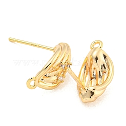 Латунные серьги-гвоздики из циркония&nbsp;LS-KK-U015-07G