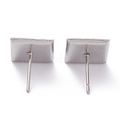変色しない304ステンレススチールスタッドピアスセッティング  正方形  ステンレス鋼色  11x11x1mm  トレイ：9x9mm  ピン：0.8mm&nbsp;STAS-J032-09