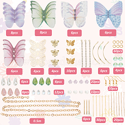 DIY-Sets zur Herstellung baumelnder Ohrringe aus Polyester mit Schmetterlingen&nbsp;DIY-SC0026-62