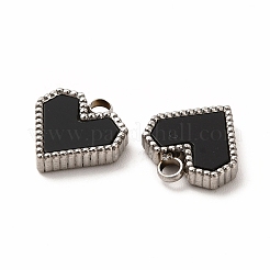 304ステンレスペンダント  アクリルと  ハート  ミックスカラー  12x11x3mm  穴：2mm&nbsp;STAS-A076-06P