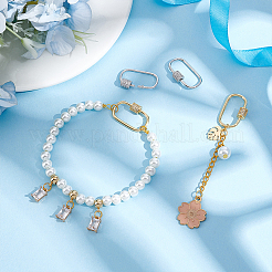 4 шт. 2-цветные латунные микро-паве прозрачные кубические цирконии винтовые карабины-замки FIND-UN0004-44