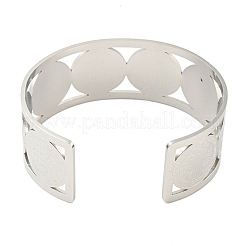 Bracelets manchettes ouverts en acier inoxydable 304 avec médaille Saint-Benoît creuse et large&nbsp;BJEW-S154-01P