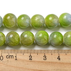 染め加工天然石ホワイトジェイドビーズ連売り  ラウンド  黄緑  9.5~10mm  穴：1.2mm  約40個/連  15.94インチ（40.5cm）&nbsp;G-F764-03A