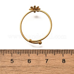 デイジー 304 ステンレススチール エナメル オープン カフ リング 女性用  濃いピンク  6.5mm  調整可能&nbsp;RJEW-M061-01G-09