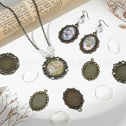 30 шт. 4 стиля подвески из сплава в тибетском стиле с оправой кабошон&nbsp;TIBEP-GA0001-05