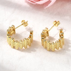 Латунные серьги-гвоздики в форме буквы С EJEW-H171-03G