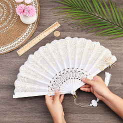 1 шт. складной веер из полиэстера и пластикового сплава&nbsp;AJEW-SP0003-75B