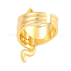 Открытые манжетные кольца из змеиной латуни с микропаве из прозрачного кубического циркония&nbsp;RJEW-G329-01G