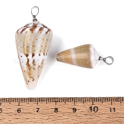 Ciondoli in ottone e conchiglia a cono naturale&nbsp;SHEL-Q029-20-01P