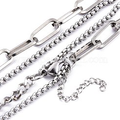 Двухслойные ожерелья из нержавеющей стали марки 304 NJEW-M181-07P