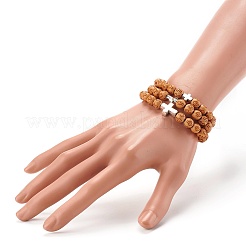 3 pièces 3 styles imitation bois acrylique bracelets de perles extensibles&nbsp;BJEW-JB06235