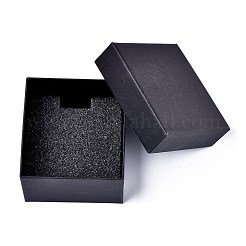 厚紙のジュエリーボックス  ウォッチボックス  黒いスポンジを使って  長方形  ブラック  8.5x8x5.25cm&nbsp;LS-CBOX-L008-003