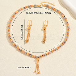 Винтажное латунное колье и серьги с круглыми бусинами и кисточками для женщин.&nbsp;KV0699