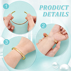 4 шт. 2-х цветные браслеты-манжеты из нержавеющей стали 201 в форме буквы С с рифленой отделкой&nbsp;STAS-UN0065-25A