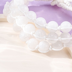 Bracelets multi-brins en perles rondes en jade blanc naturel pour hommes et femmes&nbsp;BJEW-G743-02E