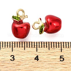 合金エナメルチャーム  フルーツチャーム  りんご  12x8x7.5mm  穴：1.6mm&nbsp;PALLOY-S032-01A-027
